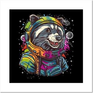 Funny Space Astronaut Raccoon Men Women Kids Space Raccoon Posters and Art